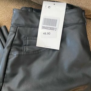 Zara Faux leather high waisted wide leg pants